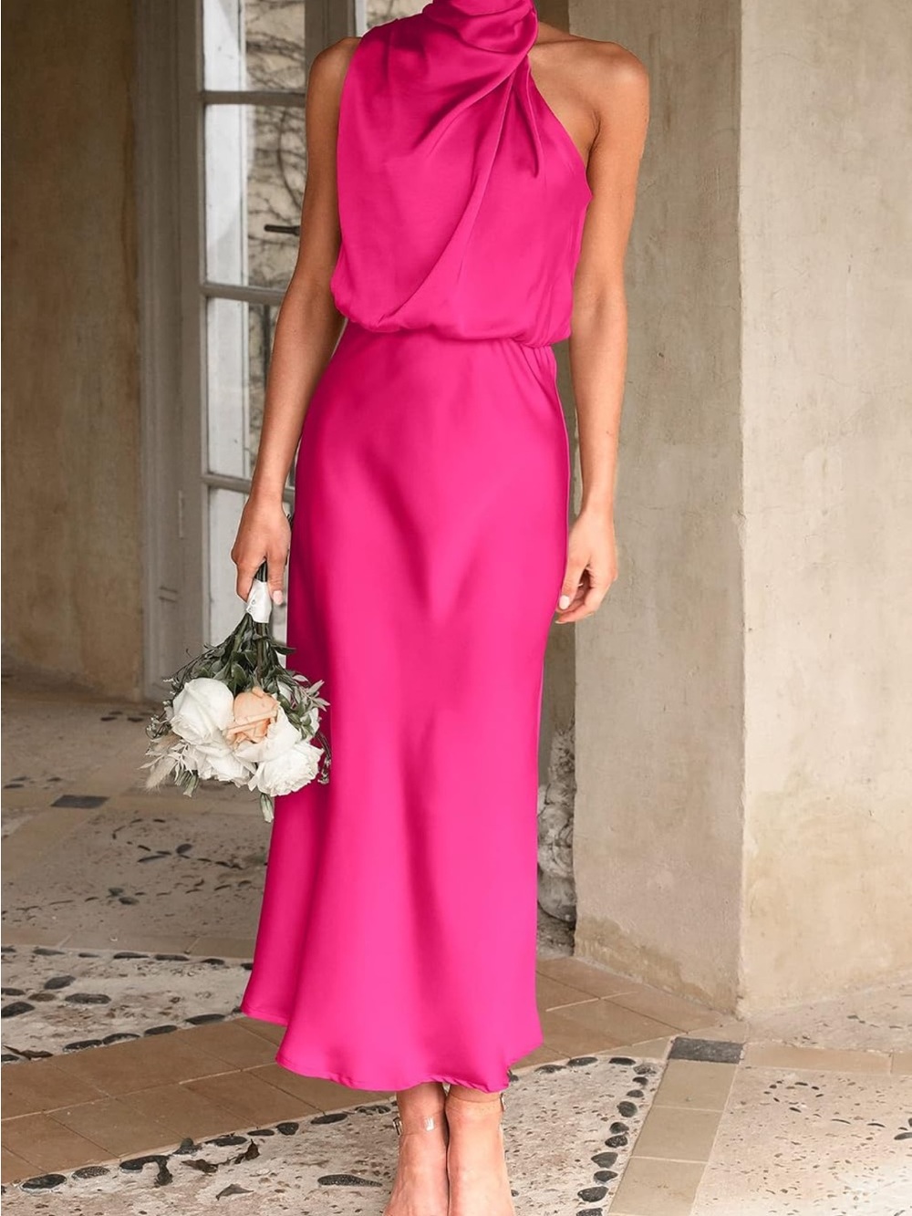 PrettyGarden Women’s Summer Satin Pink Maxi Cocktail Dress